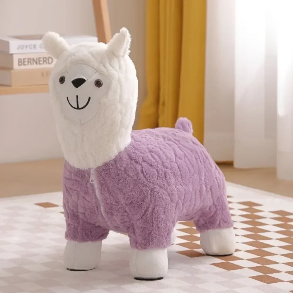 Alpaca Stool Multifunctional Low Stool Home Living Room Shoe Changing Anti Slip Soft Cartoon Children'S Room Plush Accessories