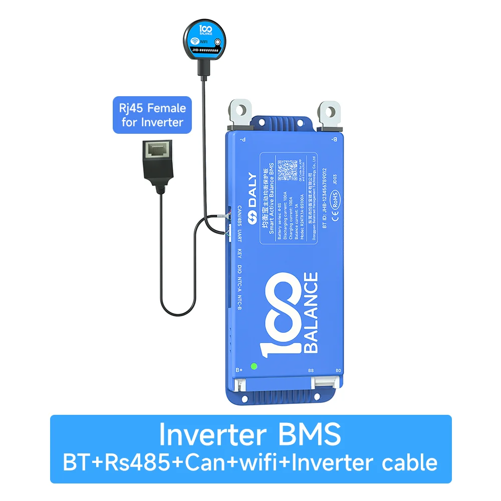

DALY 100A 200A 150A BMS lithium battery active balancing protection board wifi remote monitoring display screen battery