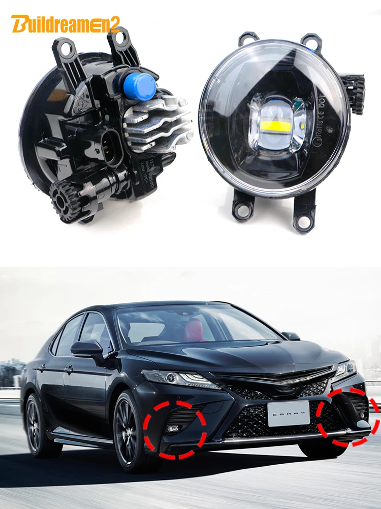 2X30W H11 przedni zderzak samochodowy Canbus LED obiektyw przeciwmgielny DRL biały żółty dla Toyota Camry SE XSE 2018 2019 2020 2021 2022 2023 — zdjęcie 2
