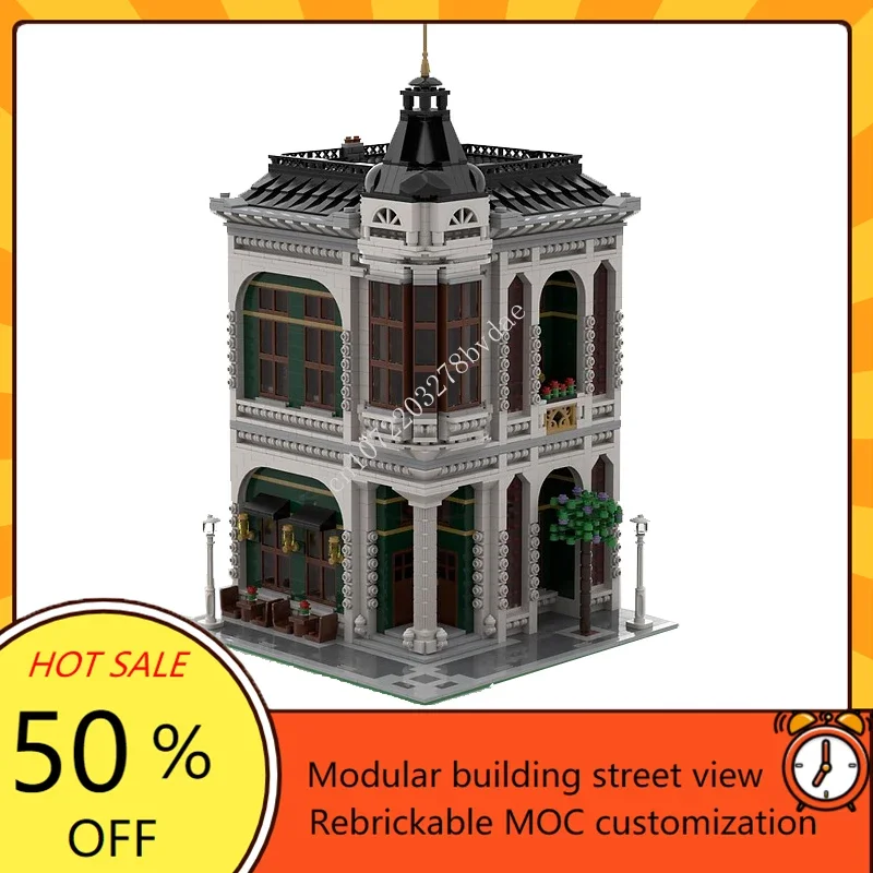 

3058PCS Customized MOC Modular Emerald Restaurant Street View Model Building Blocks Technology Bricks DIY Assembly Toys Gifts