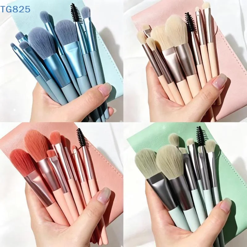 【AN】【SA】8PCS Premium Professional Makeup Brush Set Soft Synthetic Bristles Portable PU Case For Daily Use And Beauty Enthusiasts