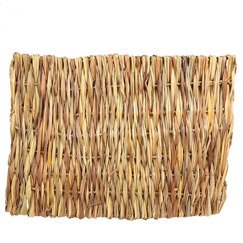 

2Pcs Pet Grass Mats Eco Friendly Seagrass Pad Resting Climbing Mat for Bunny Hamster Small Animal Cage Size 40x28cm
