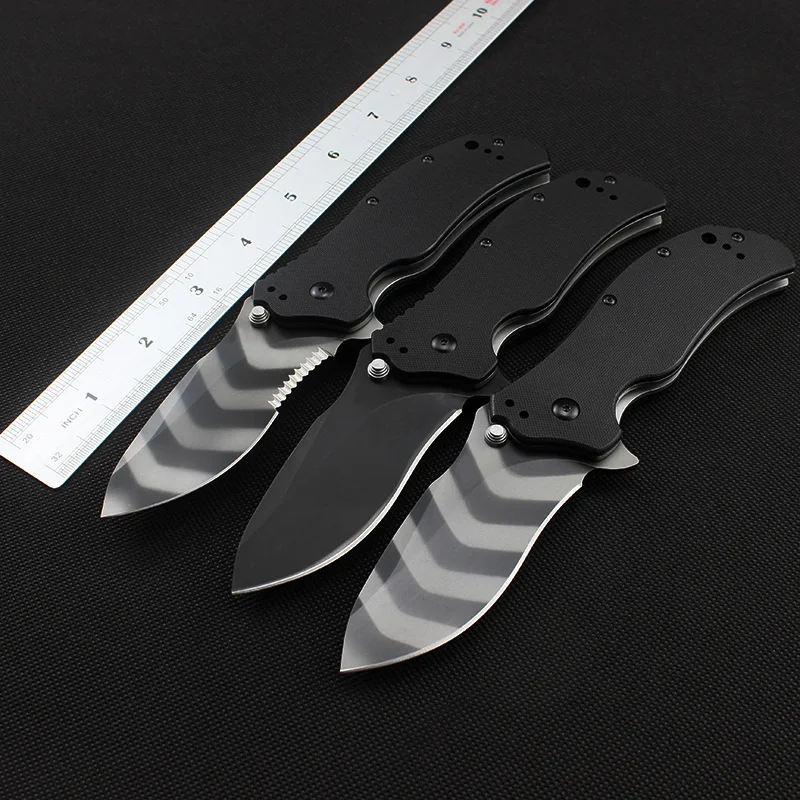 0350 Folding Knife Half tooth Tiger pattern titanium S30V  Bearing Flipper Assisted Pocket Knives Hunting Survival Tools EDC