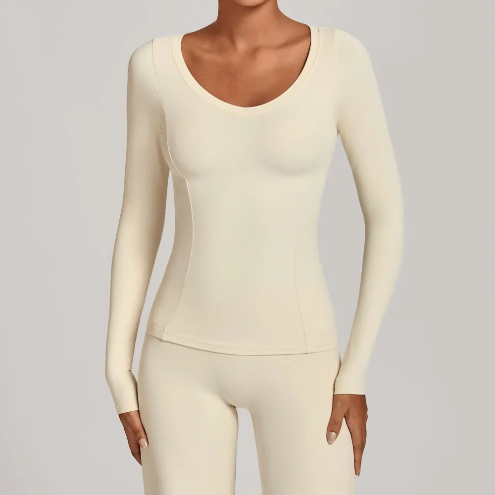 

Women's Gym Workout Clothes V-Neck Sports Long Sleeve Yoga Clothing High Elasticity Fabric Outdoor Casual Running Fitness Tops