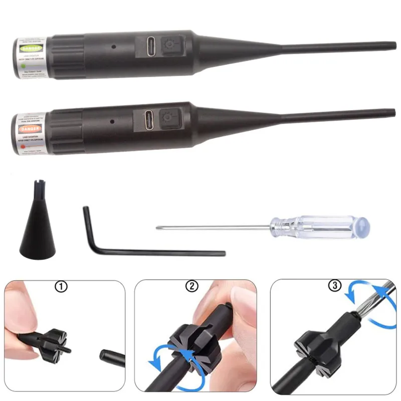 Bore Sight Kit 12Adpaters Laser Boresighter von.177.22 Kaliber bis.78 Laser Collimator Bore Sight