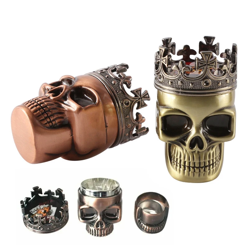 3 Layers Creative Skull-shaped Grinding Device for Tobacco Crushing Machine Pulverizer Grinding Disc Smoking Accessories Gifts