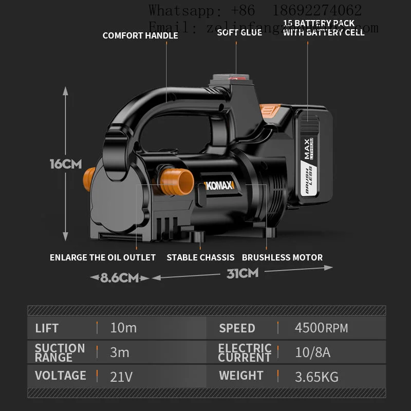 Cordless Battery Powered Portable Diesel Fuel Transfer Pump Electric Rechargeable Oil Refueling Auto Heavy Duty Pro Kit