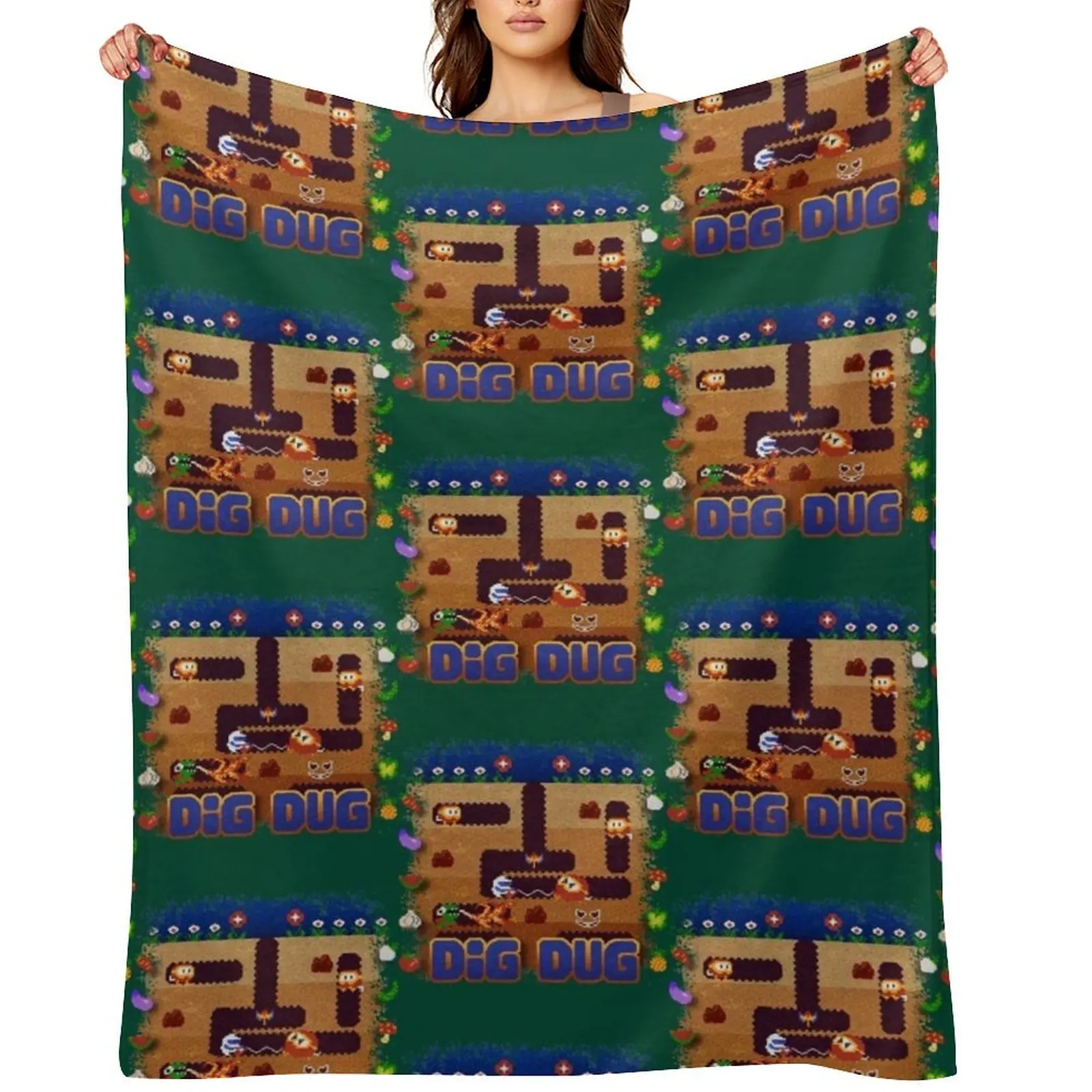 

Birthday Girl Dig Dug Computer Gaming Vintage Style Throw Blanket christmas gifts Retros Giant Sofa Blankets