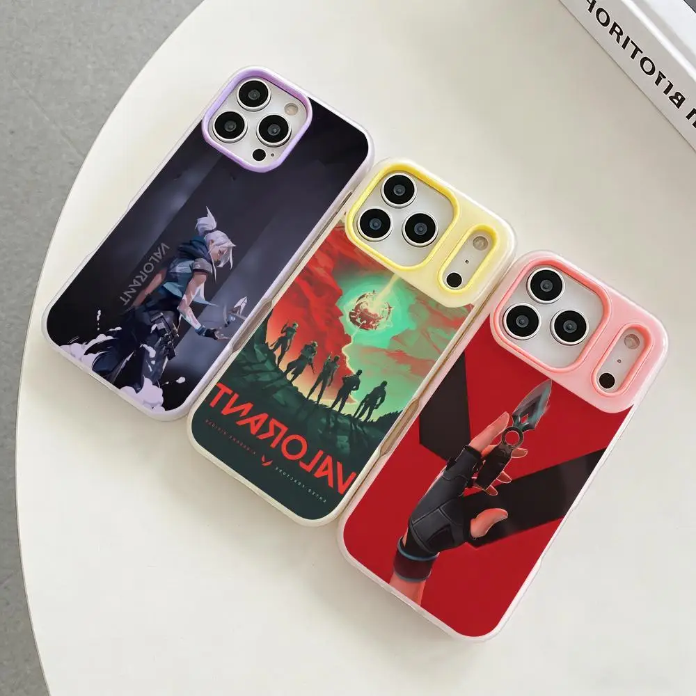 

Game V-Valorant Phone Case Colorful 2‑in‑1 Jelly Matte Clear Full Protection Case For iPhone 11‑17 Series