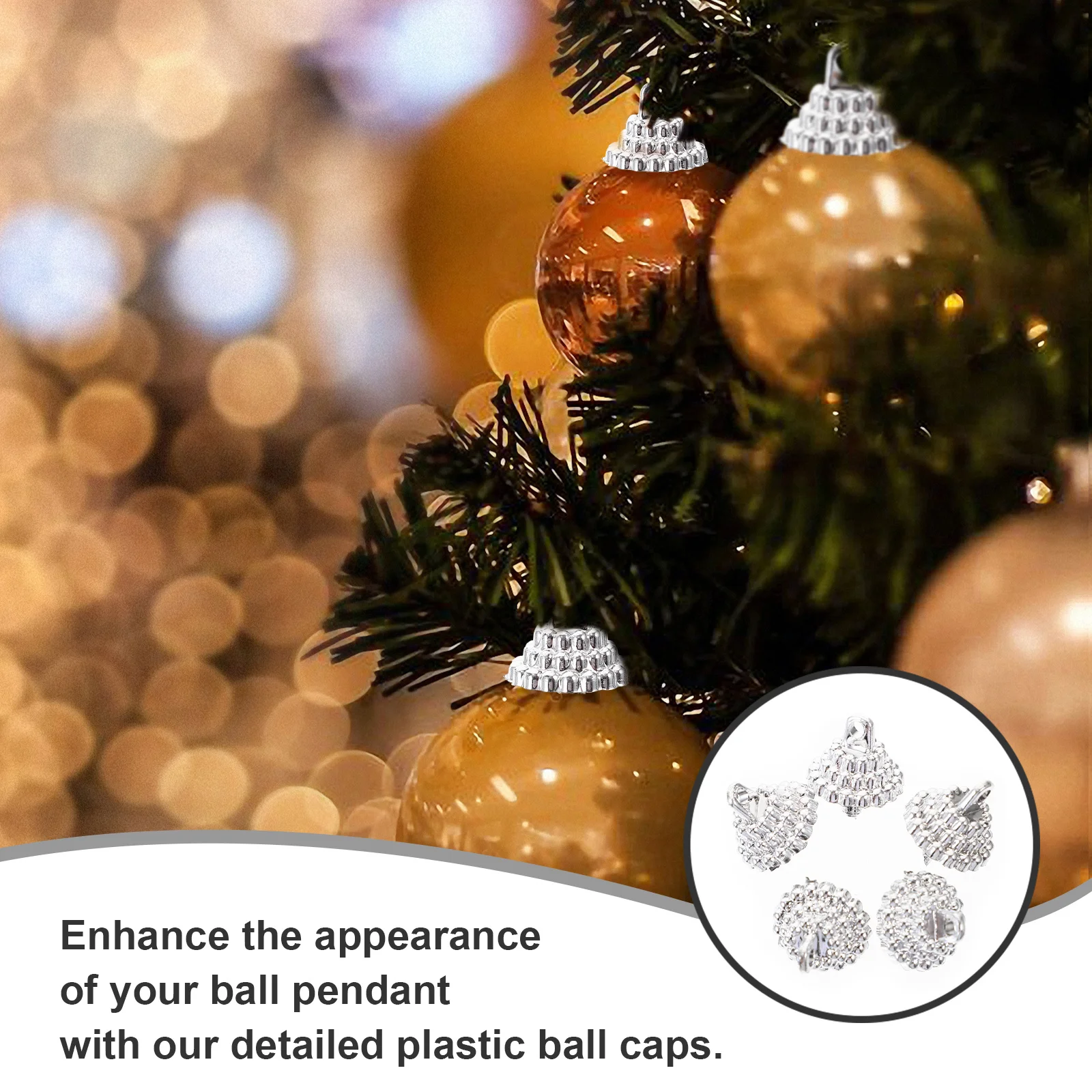 

1Set Christmas Ball Pendant Caps Plastic Xmas Tree Hanging Ball End Covers DIY Creative Parts Pendant End Pendants Caps