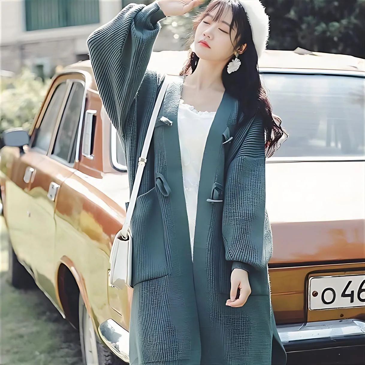 

Mid-Long Cardigans Office Womens Summer Detachable Festival Linen Sun-Proof Ropas Pockets Tonal Stretch Korean-Style Batwing Raw