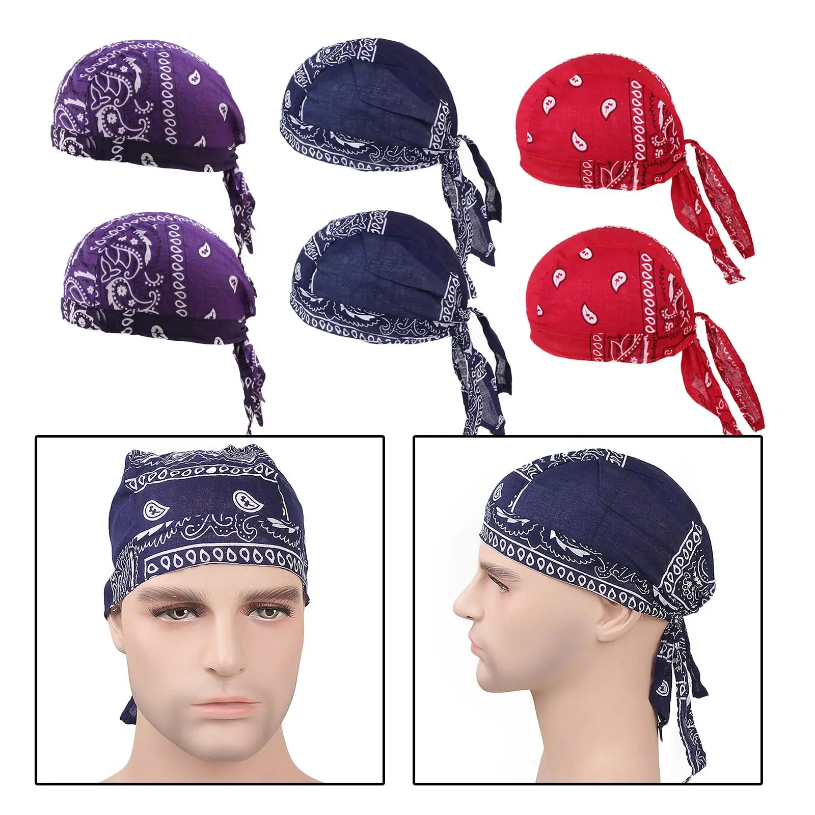 Breathable Cotton Durag Turban Hat for Men Women Wave Skull Cap Head Scarf Chemo Cancer Patient Headwrap Beanie