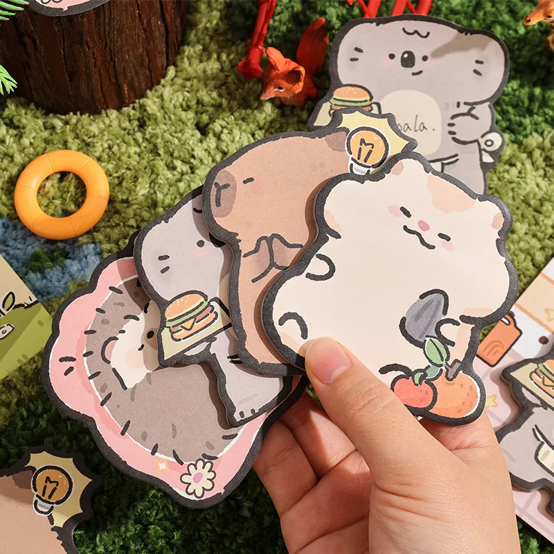 Cute Sticky Notes 30 Sheets Kawaii Cartoon Sticky Notes Mini Cartoon Notes Animals Shape Markers Flags Self Stick Memo Pad