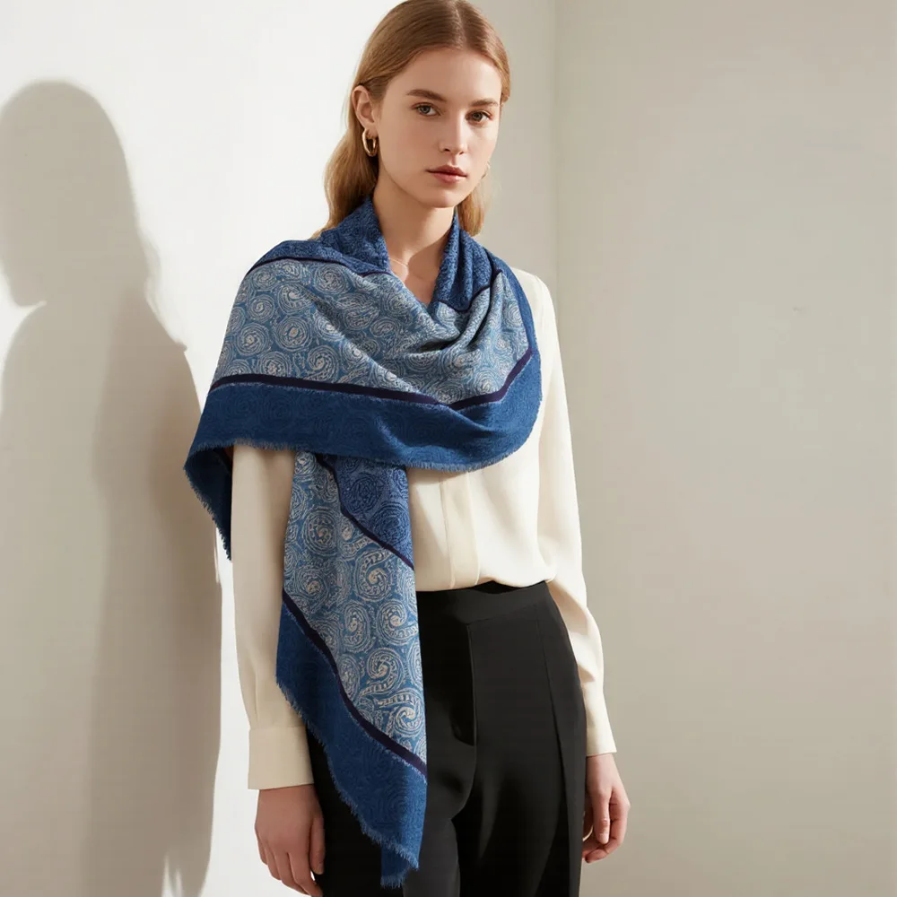 Paisley Milk Velvet Feel Scarf for Women Soft Warm Winter Bohemian Shawl Wrap Vintage Neck Cover for Daily Wear