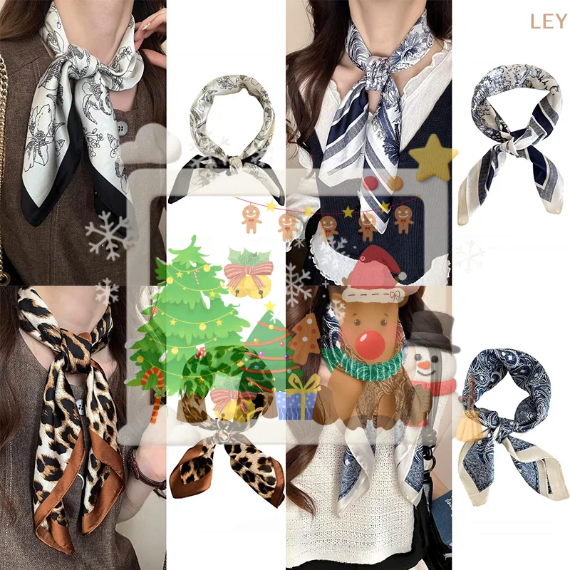 

Женский атласный квадратный платок с винтажным принтом, легкий дышащий шарф-бандана для повседневной носки, офиса и путешествий