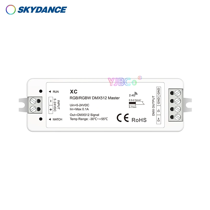 

Skydance 5V-24V 12V Mini 170 RGB 128 RGBW pixels DMX512 signal LED controller DMX dimmer 2.4G RF Remote control