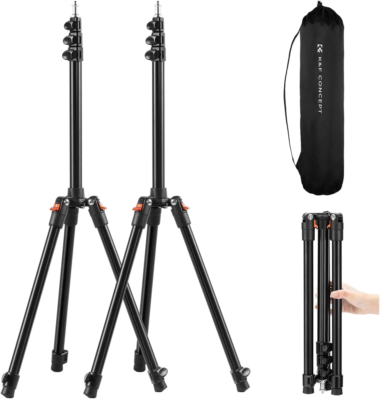 

Extendable Photography Stand, Adjustable 6.56ft/78.7"/2M Aluminum Tripod with 1/4" Screw, 2-Pack Reversible Portable Stu