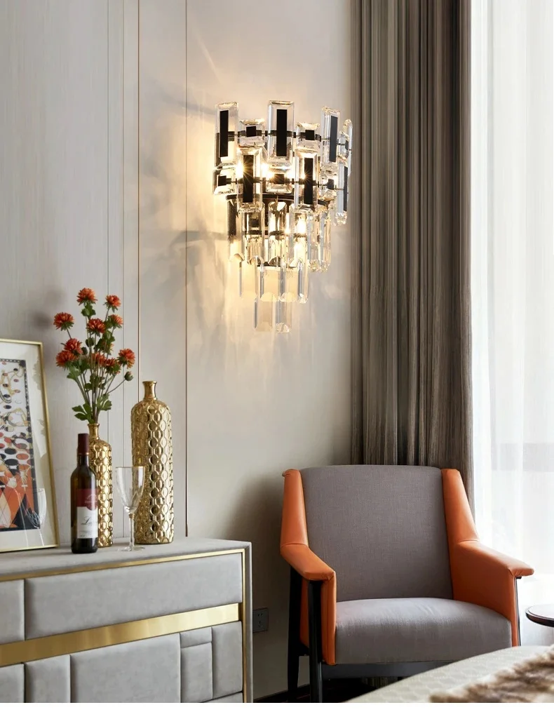 Led Crystal Wall Lamp For Bedroom Modern Home Decor Hallway Light Luxury Creative Design Bedside Wall Sconce Lighting Fixture