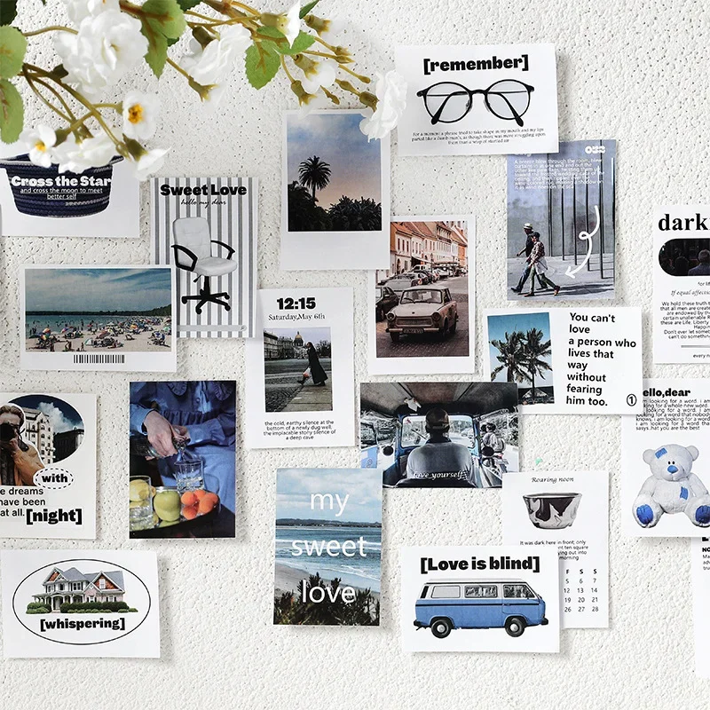 50 Pcs Everyday Landscape Decorative Stickers DIY Diary Album Stationery Hand Made Junk Journal Collage Material