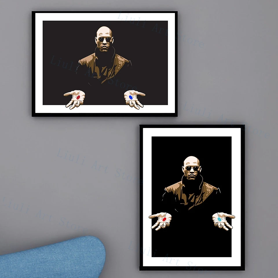 Classic Sci Fi Movie The Matrix Poster Wall Picture 90s Films Red Pill Blue Pill Sci Fi Film Canvas Art Prints Living Room Decor