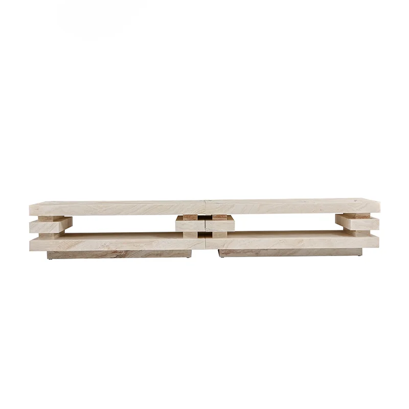 Hot Sale Modern Natural Marble TV Stand with Storage for Living Room Apartment Hotel-Fits 65