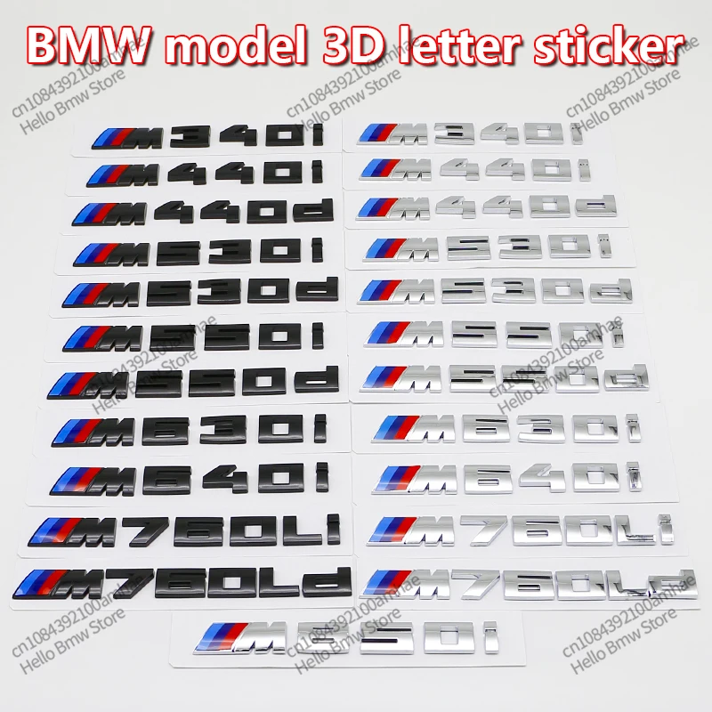 New Glossy Black 3D Letters Numbers M850i M760Li M550d M550i M440d M440i V12 Emblem for BMW 8 7 6 5 4 3 series Car Trunk Sticker