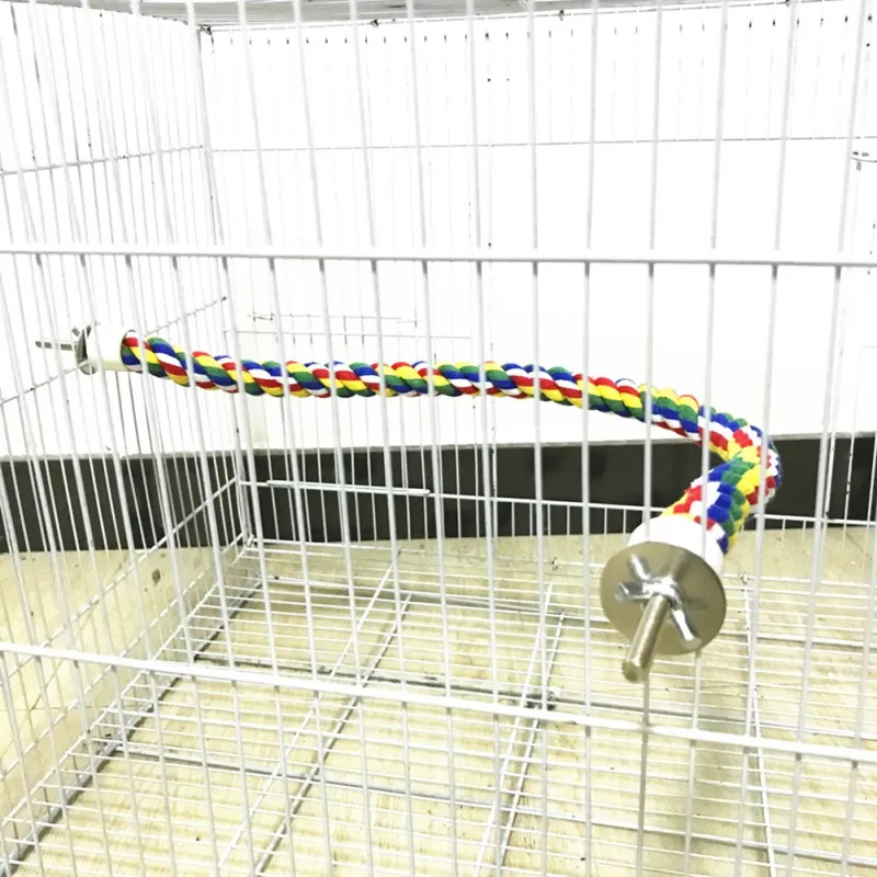 40/60/80/105cm Colorful Parrot Rope Hanging Braided Budgie Bird Cage Cockatiel Toy Pet Stand Accessories Ladder Swing Supplies