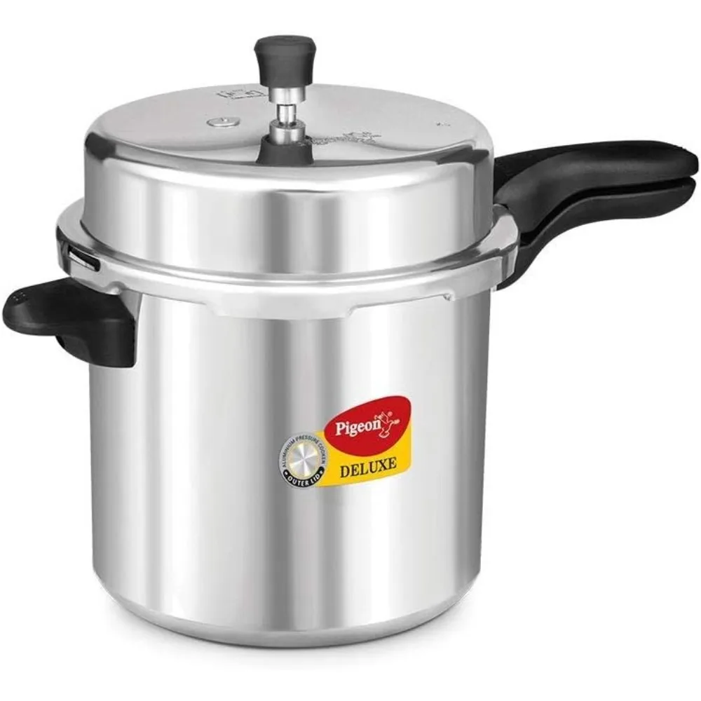 

Pigeon Pressure Cooker - 10 Quart - Deluxe Aluminum Outer Lid Stovetop - Cook delicious food in less time: soups, rice, legumes