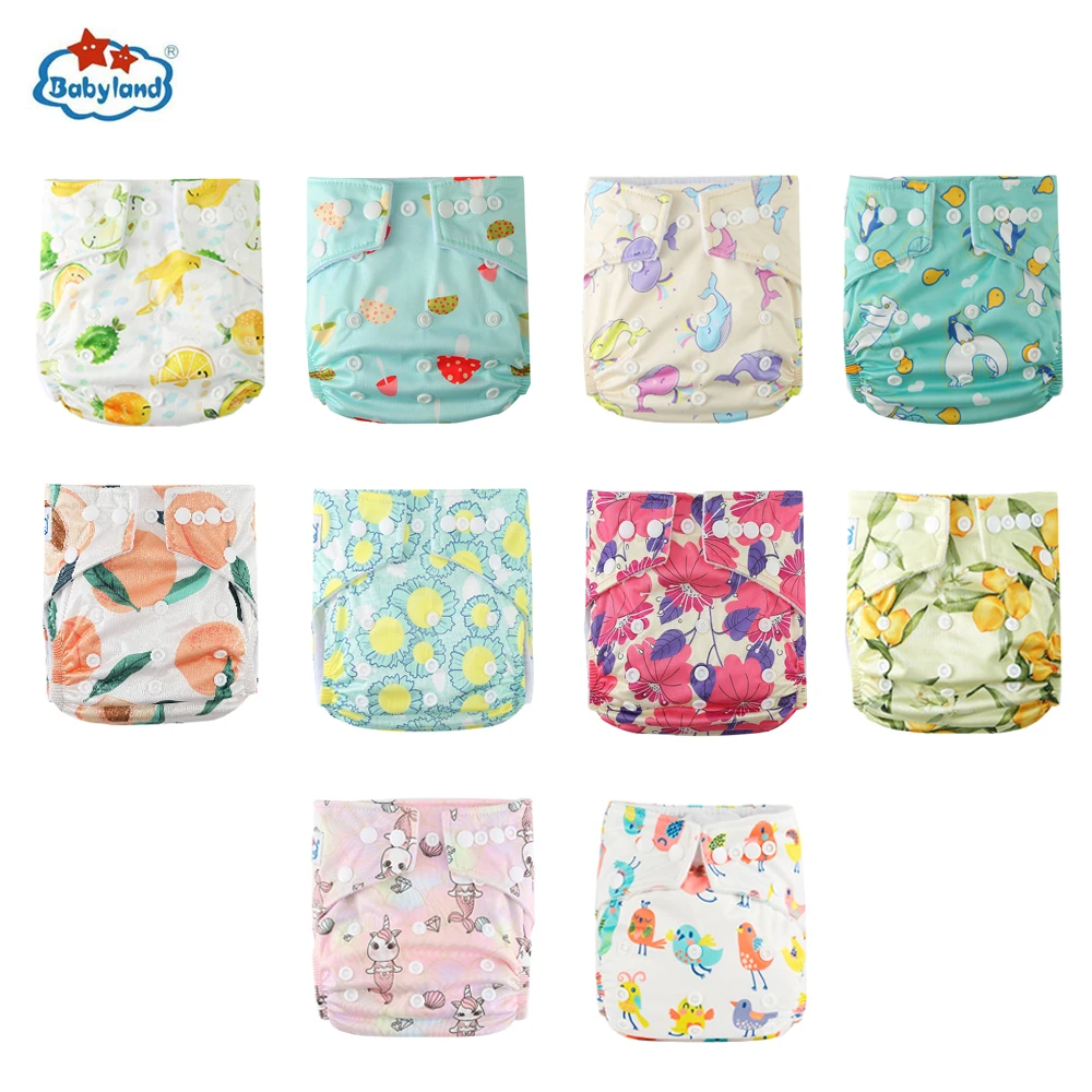 BABYLAND 2022 Washable Reusable Cloth Diaper Ecological Adjustable Real Pocket Nappy Fit 0-2 years 3-15kg Baby Diaper NEW Prints