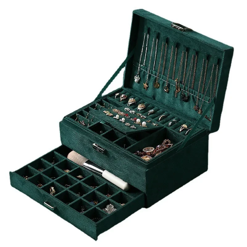 Locked Drawer Flannel Jewelry Box Earrings Ring Box Jewelry Packaging Box