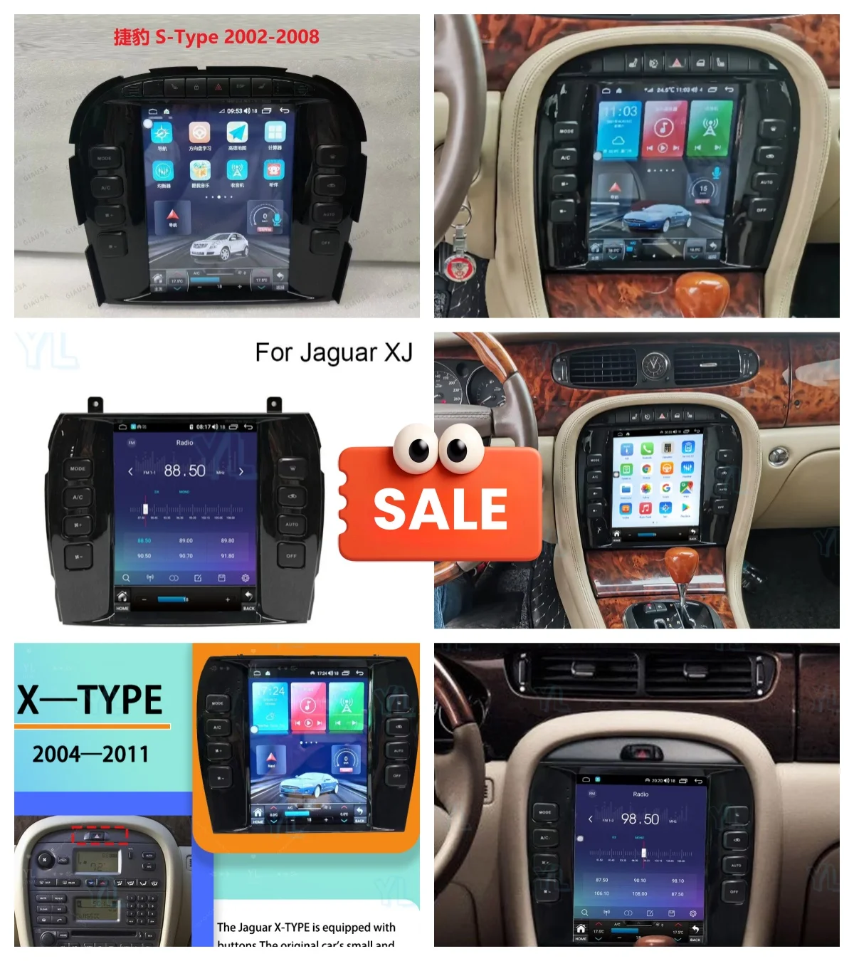 YF Car Auto Radio For Jaguar X-TYPE S-type XJ 2004-2008 Multimedia Player Android 14 GPS Navi Stereo Headunit Intelligent System