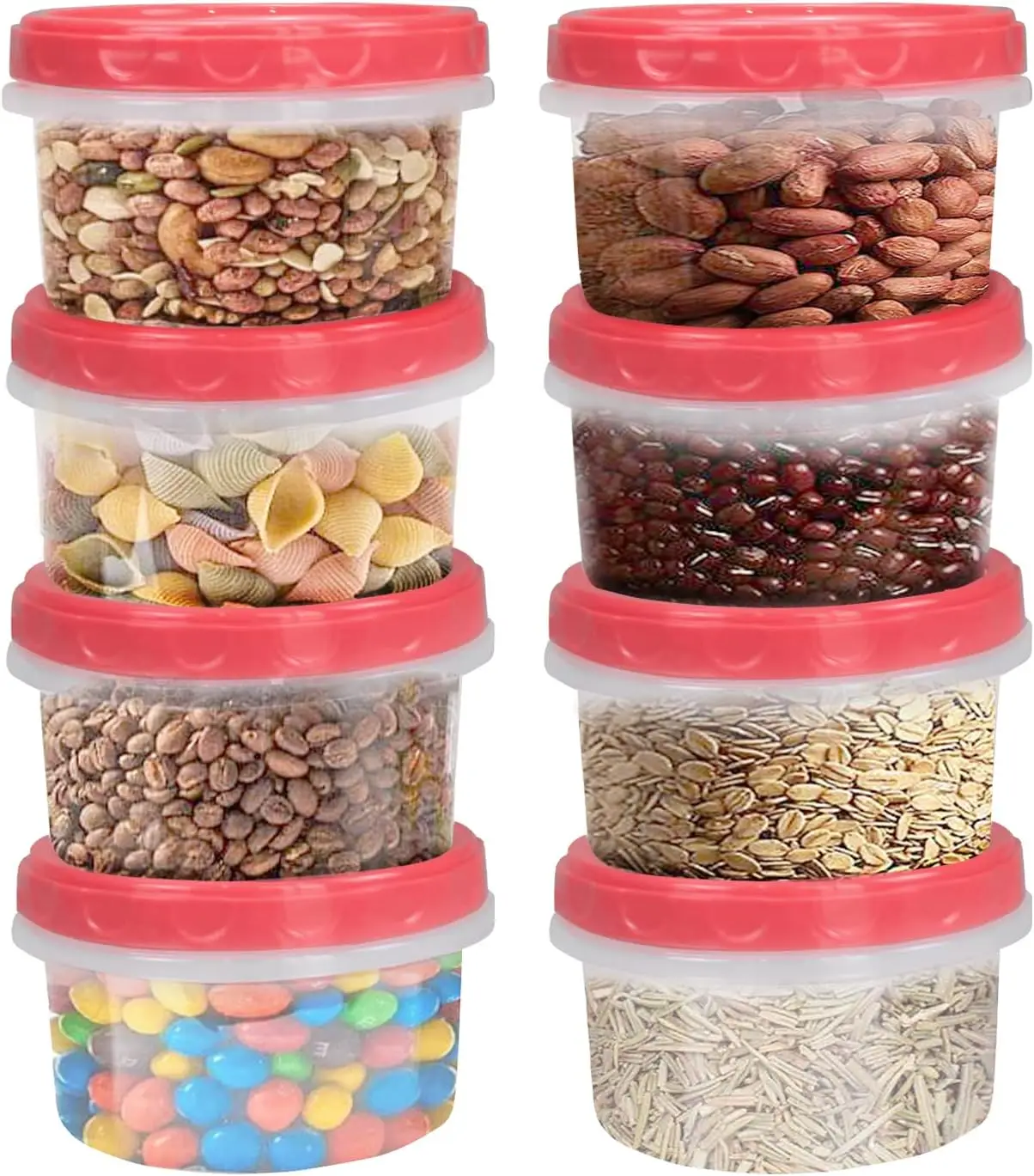 

8 Pack 8 oz Reusable Plastic Freezer Containers with Lids for Food Storage, Snacks, Lunch