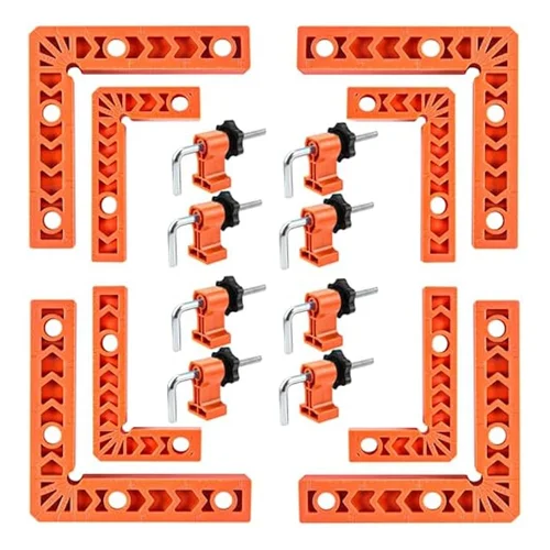 Abrazadera de ángulo recto con abrazadera, cuadrados de posicionamiento de 90 grados, abrazaderas de esquina, herramienta de carpintería para marcos de fotos