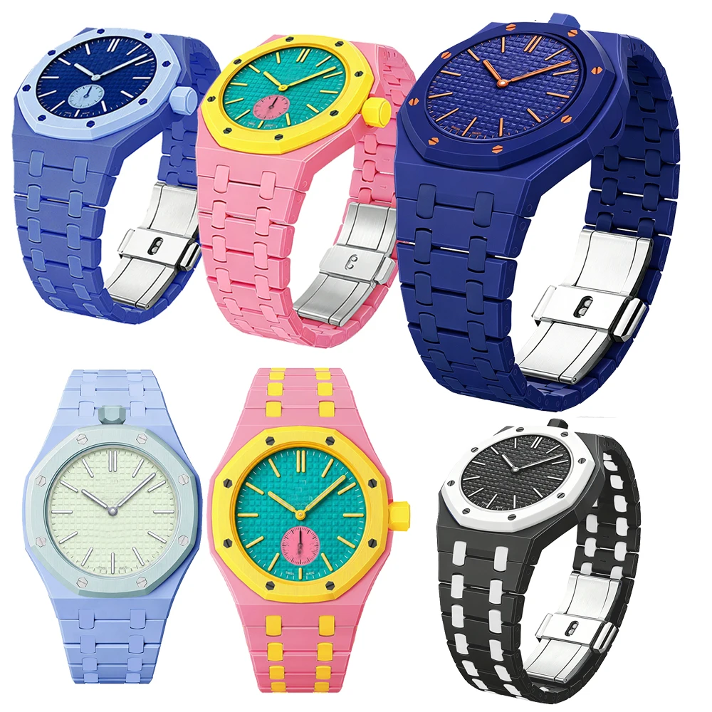 Bioceramic 2in1 Ceramic Case & Ceramic Strap for Swatch X AP Royal Pop Pocket Watch Bands Modification Kit Changer to Wristwatch