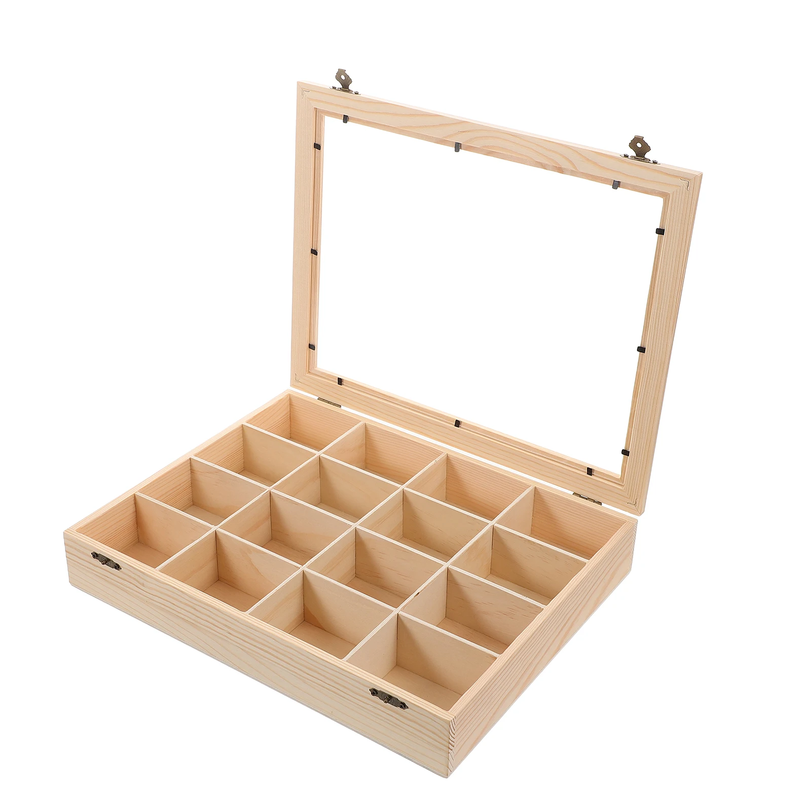 

Wooden Rock Storage Box Clear Acrylic Display Case for Collection Organizer Shelf Rock Mineral Specimens Teaching Equipment
