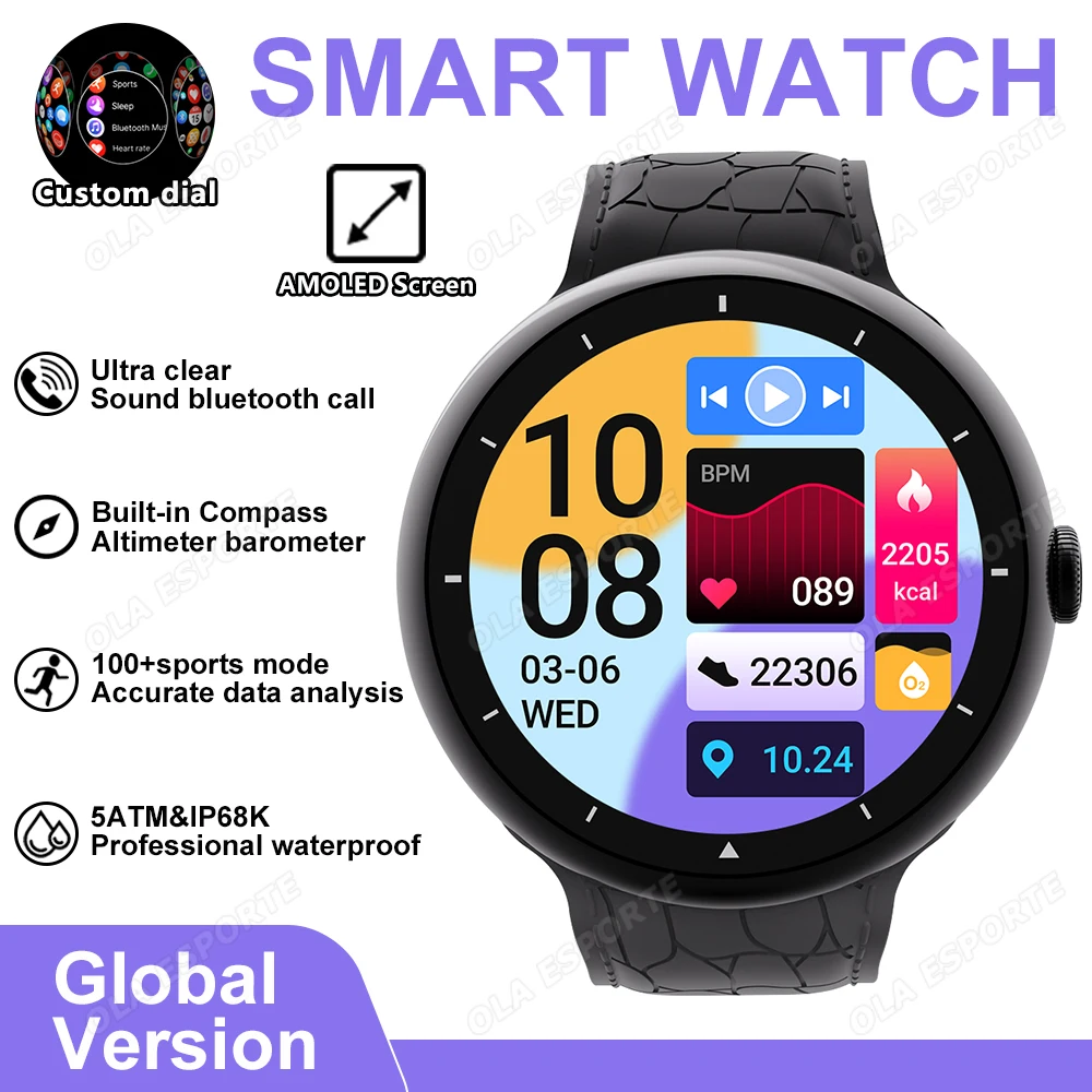 新型スマートウォッチ AMOLEDフルタッチスクリーン 100種類以上のスポーツモード スマートウォッチ メンズ レディース 睡眠ヘルスモニタリング AI音声 スポーツウォッチ