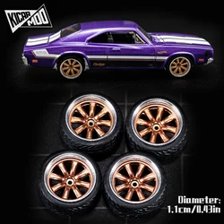 Kicarmod 1/64 Model Car ABS Wheels with Rubber Tire Rivet Axle Metal Rims Diameter 11mm Refitting Parts For Model Car Hot Wheels