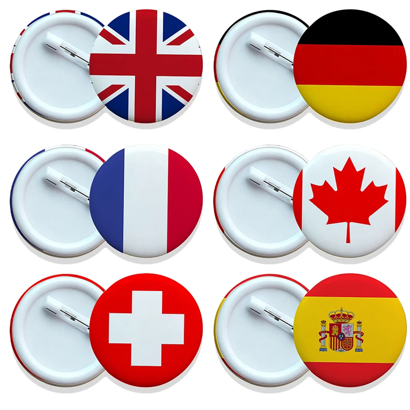 Europe National Flag Brooch France Poland Canada Uk Montenegro Japan Korea Collar Pins for Women Men Decor Creative Accessories