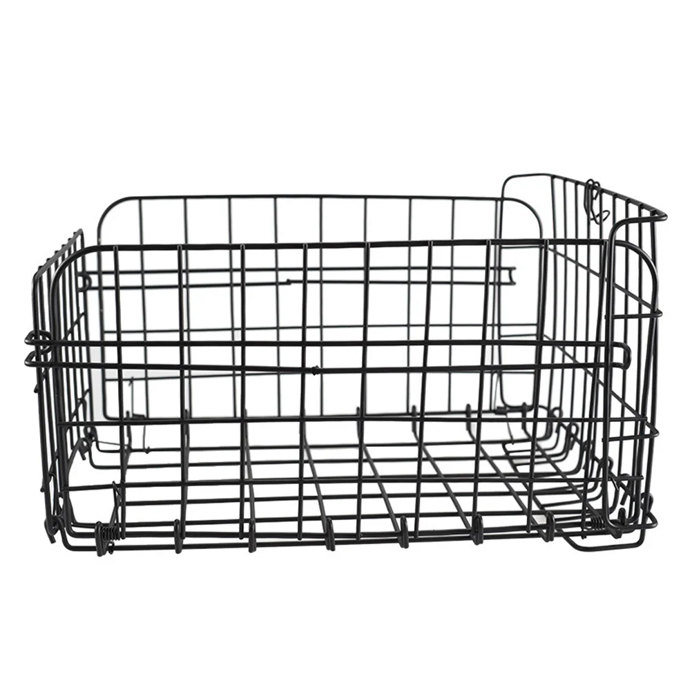 

Foldable Bike Basket Black Steel Wire Rear Shelf For Bicycle Storage Universal Bikes Accessory Cycling Rear Basket
