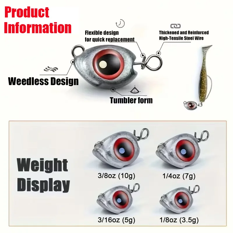 20pcs Jig Head Sinker with 3D Eyes Lead Head Weights Soft Lure Group Easy combo Hook Aggravated