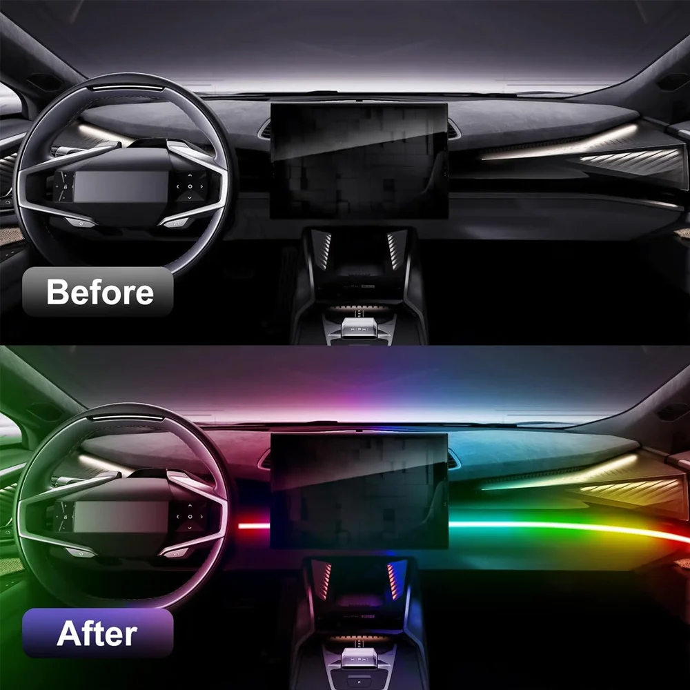 Car Interior Atmosphere Lighting LED Strip 5V DIY USB RGB Automotive Atmosphere Decorative Lamp Music Sync App Remote Control