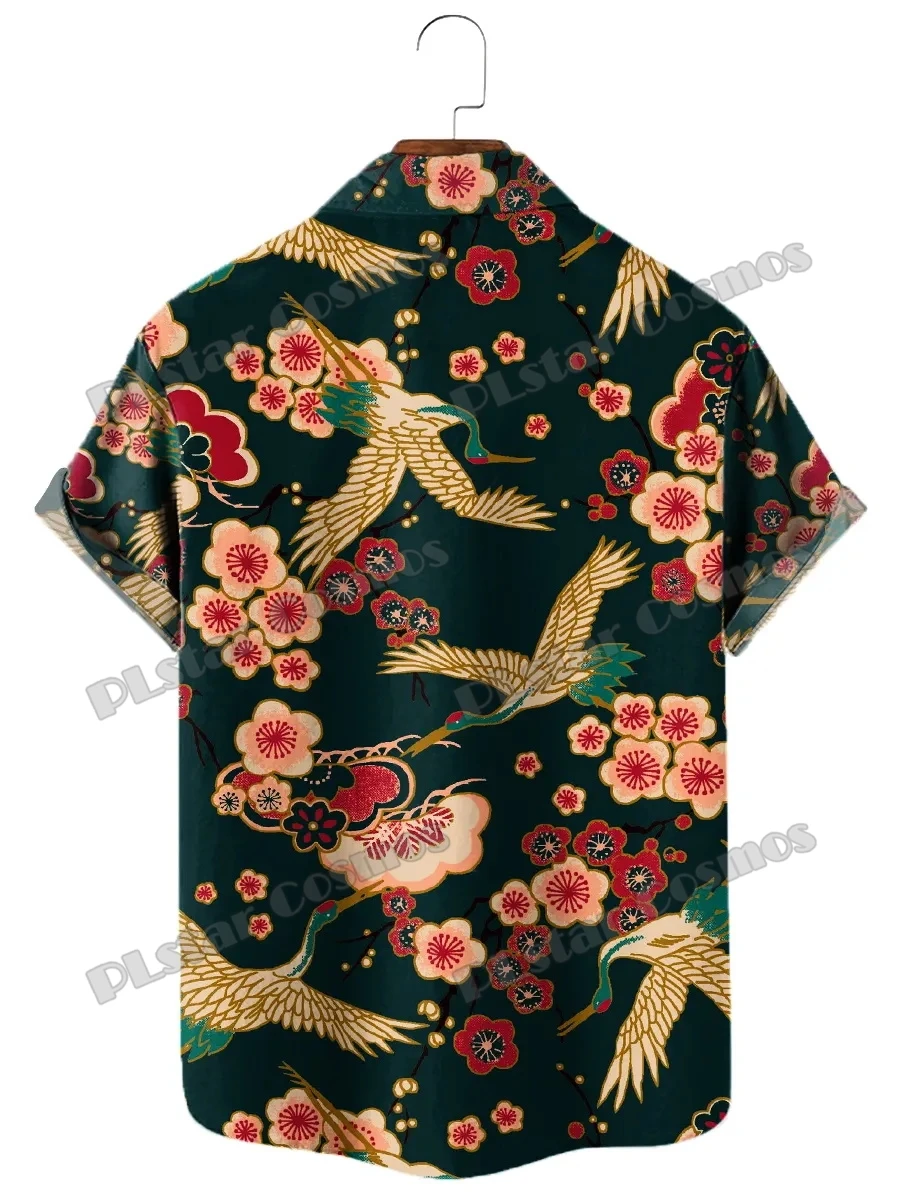 Vintage Style Wave And Flower 3D Printed Fashion Men's Hawaiian Shirt Unisex Summer Casual Short Sleeve Button Down Shirts CY-50