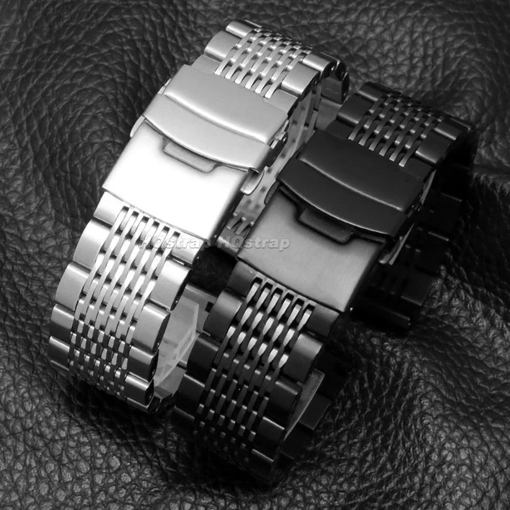18mm 20mm 22mm Solid Stainless Steel Straps for Seiko Diving Mesh Watch Band Folding Buckle Brushed Polished Clasp Bracelet