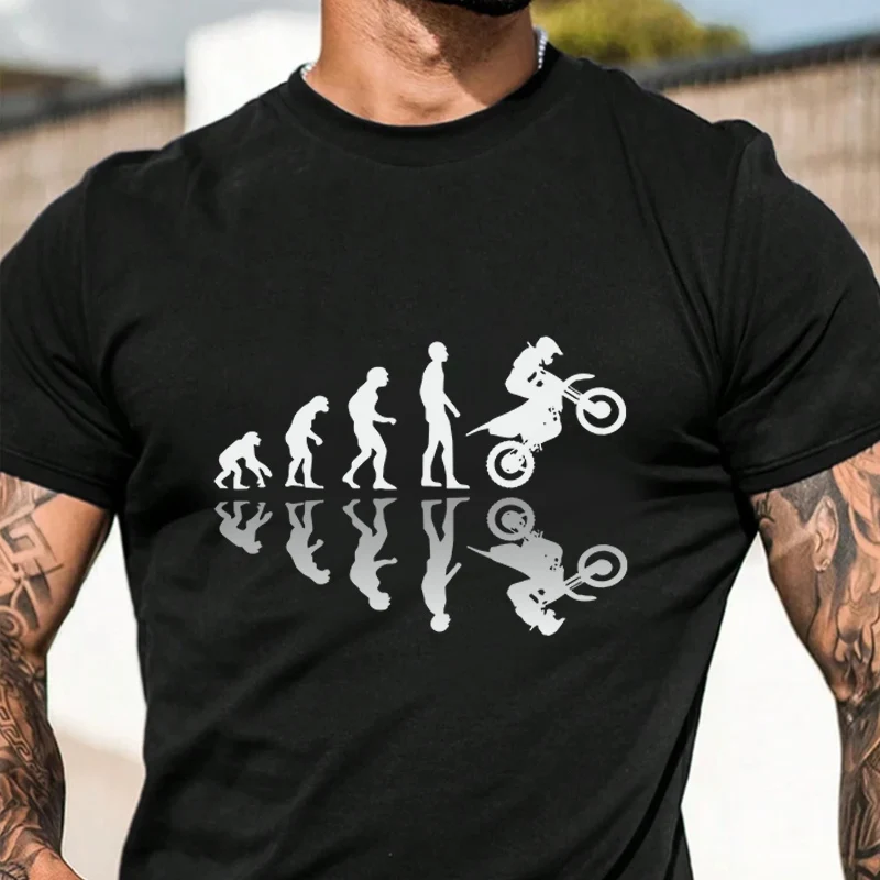 

Evolution Biker Unique Enduro Cross Motorcycle Racing Leisure 2026 New Vintage Style Pattern T-Shirt Men Casual Top