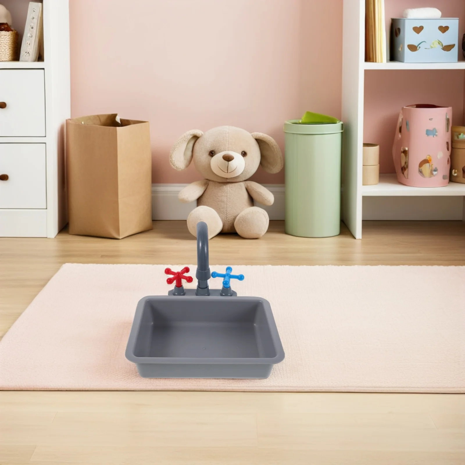 Juego de cocina para niños, grifo de fregadero realista, mesa de cocina de inducción, efectos de luz y sonido, accesorios de cocina para juegos de rol incluidos