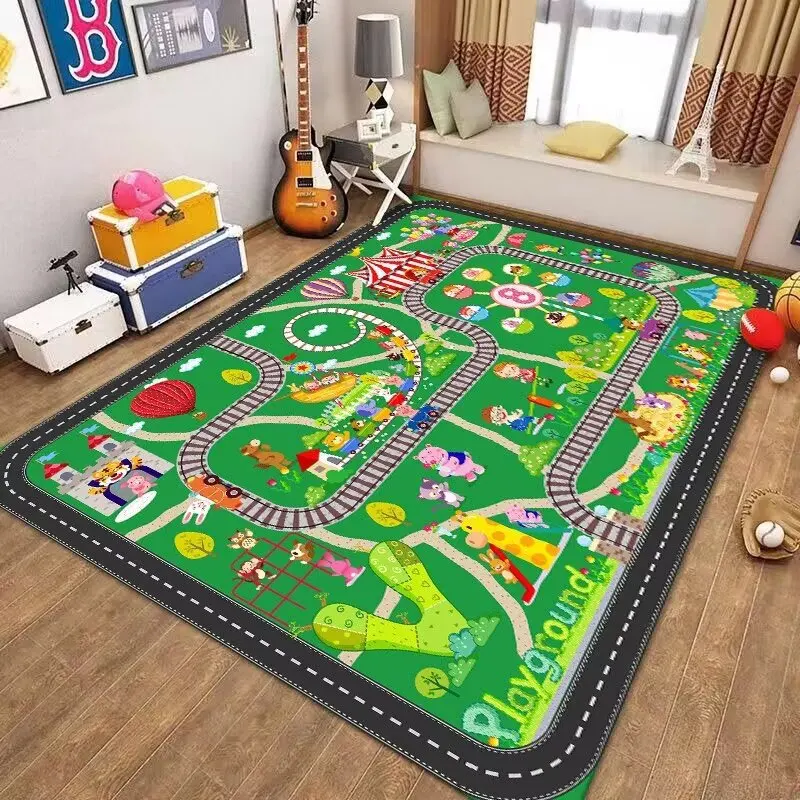 Crystal Velvet Children's Traffic Map Game Floor Mat Parking Lot Playing House Road Early Education Kindergarten Carpet