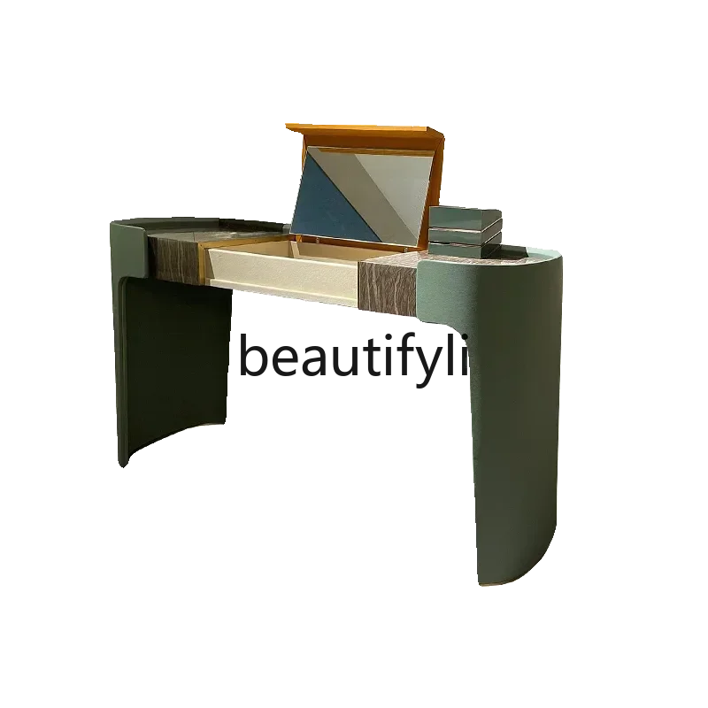 

Light luxury dresser solid wood simple bedroom high-end small apartment rock slab makeup table bucket cabinet makeup table