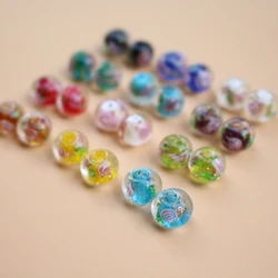 Rondelle Lampwork Flower Beads Abacus Glass Bead Pink White Black Mix Color for Jewelry Making DIY Accessories Sieraden Maken