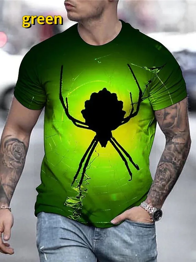 Novelty Horror Animal Spider 3D Printing T-shirt Fashion Casual Short Sleeve Funny Tee Tops