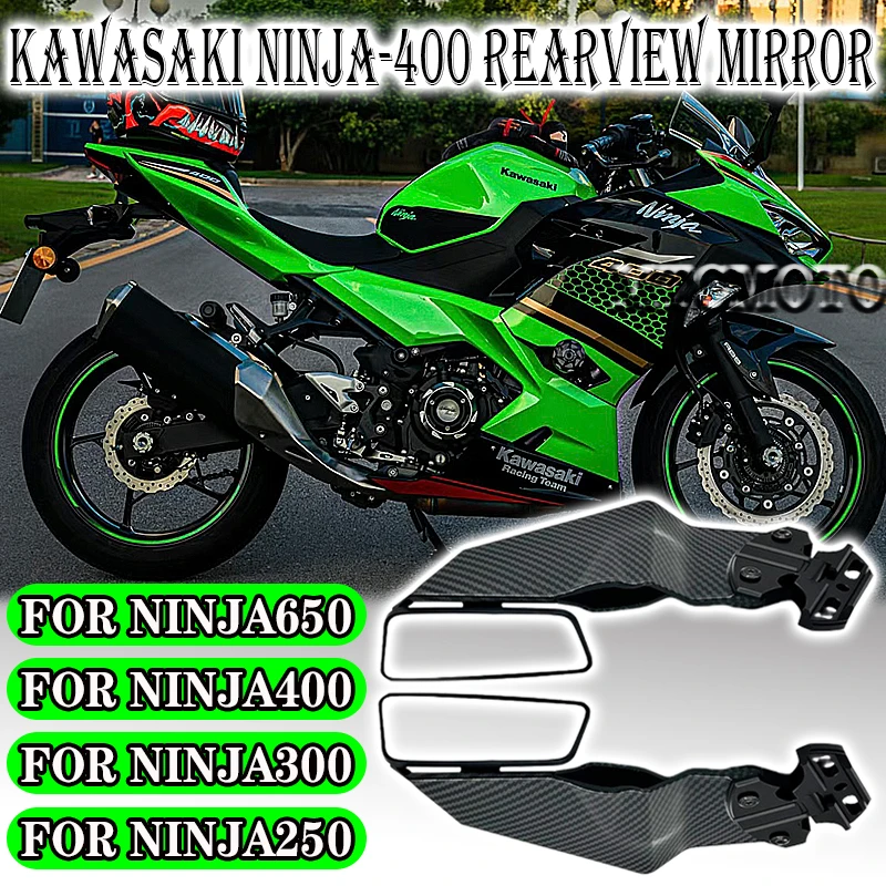 

New ninja400 Mirrors For Kawasaki Ninja 400 650 300 250 Modified Motorcycle Rearview Mirror Wind Wing Adjustable Rotating Mirror